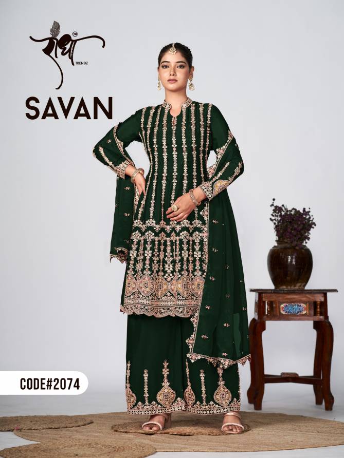Savan By Radha Trendz Heavy Embroidery Chinon Readymade Suits Wholesale Price In Surat